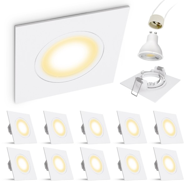 10X Set Led Einbauleuchte Mit Led GU10 6W Lumiflex Lichtfarbe Warm Neutral Kalt-image