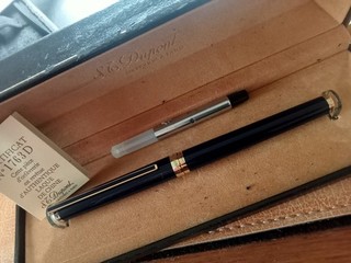 Stylo plume St Dupont laqué bleu plume or 18 cts en boîte