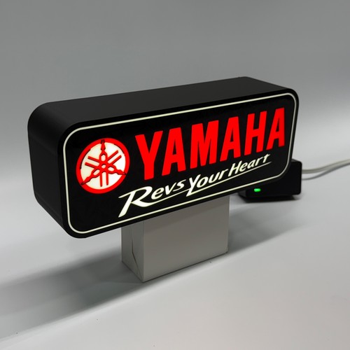 Yamaha Revs your hear  LED garage sign 10"wide  Wall shelf desk Decor  gift  art - Picture 1 of 6