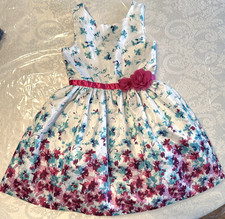 girls size 5 GYMBOREE Family Brunch Afternoon Tea Purple Teal Floral Dress Lined