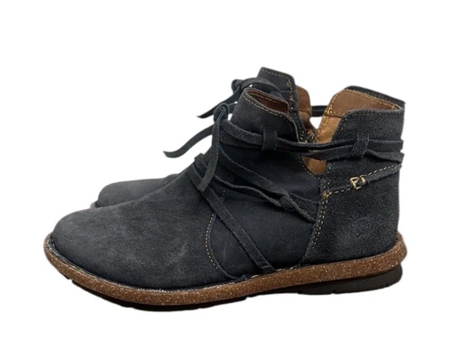 Born Woman’s Ankle Bootie Size 6.5 Blue Leather Tarkiln Zip Closure Casual
