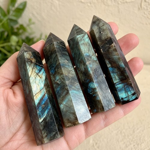 Labradorit Turmspitze blau bündig Heilkristall Labradorit Obelisk Stab Geschenk - Bild 1 von 3