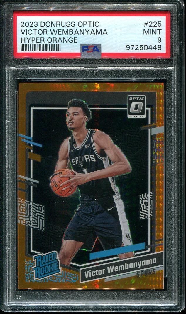 2023 Victor Wembanyama Rookie Card Donruss Optic Hyper Orange /99 #225 PSA 9
