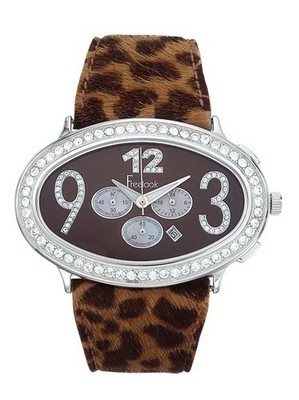 Freelook Glam Leopard Print Wrist Watch Rhinestones HA8160CH/2