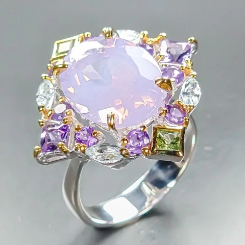Jewelry 15 ct Natural Lavender Quartz Ring 925 Sterling Silver Size 8 /R464723