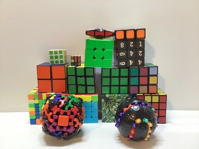 Lot of 16 Assorted Rubik's Cube Twisty Puzzles Various Brands: 3x3x3, 4x4x4, Etc
