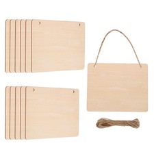 6"x5" Unfinished Hanging Wood Sign Blank with Ropes, Style 6, Pack of 12