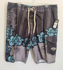 New Hard Rock Board Shorts Swim Trunks Mens 38 Guitar Teal Gray Hawaii