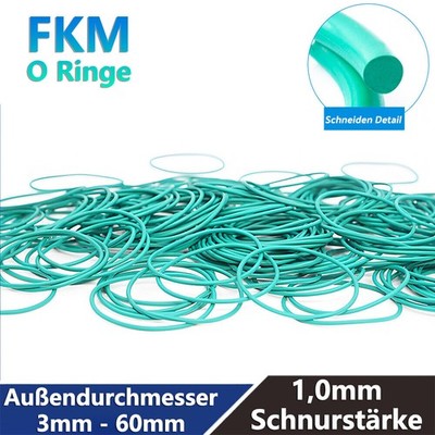 Schnurstärke 1,0mm O-Ringe Grün Dichtringe Dichtungsringe AD 3mm - 60mm FKM 70