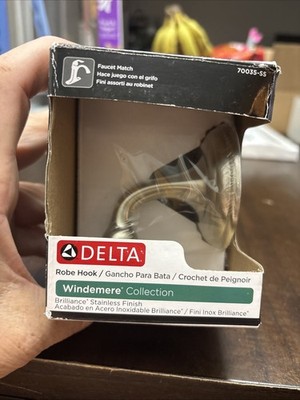 New Delta Robe Hook Windemere Collection Brushed Nickel Finish 79635-SS