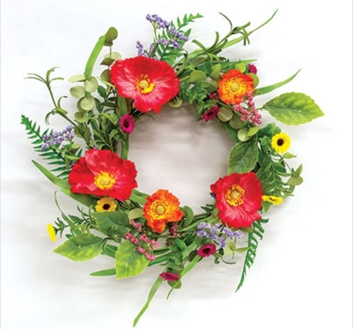 6-1/2" Sunset Poppy & Daisy Candle Ring - Picture 1 of 3