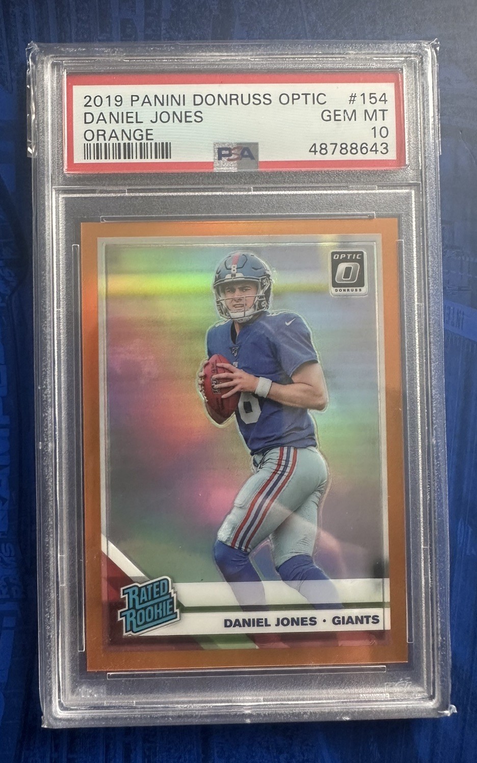 DANIEL JONES Optic PSA 10 Orange Prizm /199 Rated Rookie 2019 Donruss RC Colts