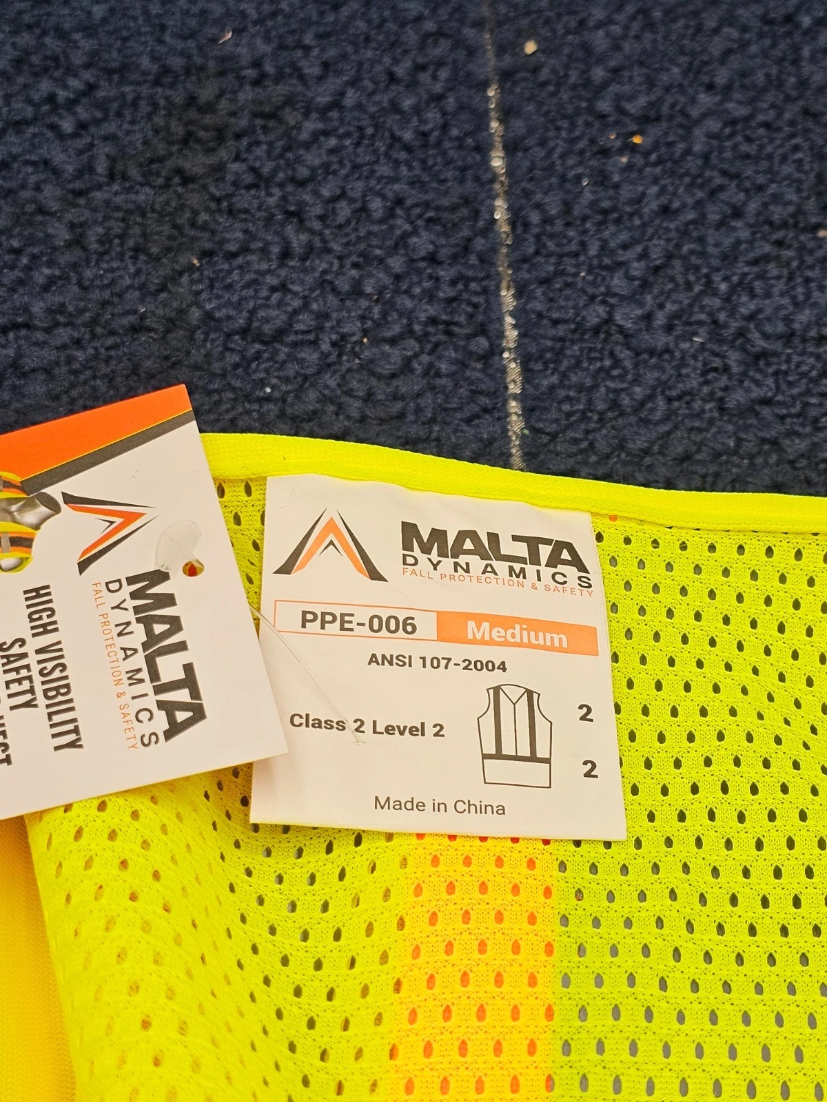(QTY 5) MALTA PPE-006 High Visibility Yellow Safety Surveyor Vest Size Medium - product detail image 3