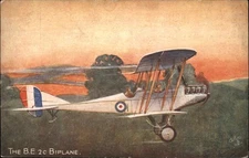 TUCK "In the Air" BE 2c Biplane MILITARY AVIATION Antique Postcard