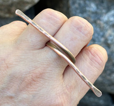 Solid Copper Minimalist Healing Handmade Unisex Ring, Long Bar Ring