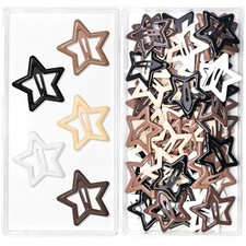 60 Pcs Cute Metal Star Snap Hair Clips for Women Girls, Small Brown series