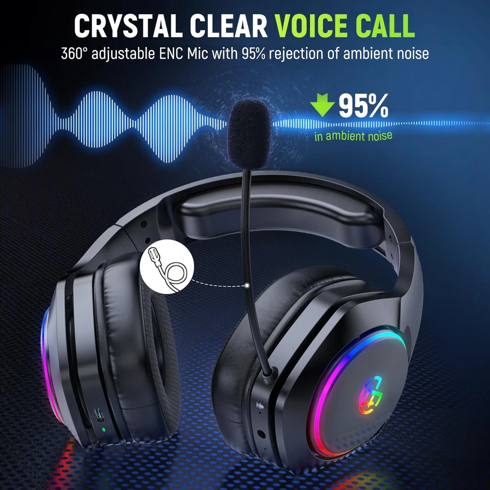 Wireless Gaming Headsets for Ps5 Ps4 PC, 40H+ Hrs & 7.1 Surround Sound with N... - Image 4 of 4