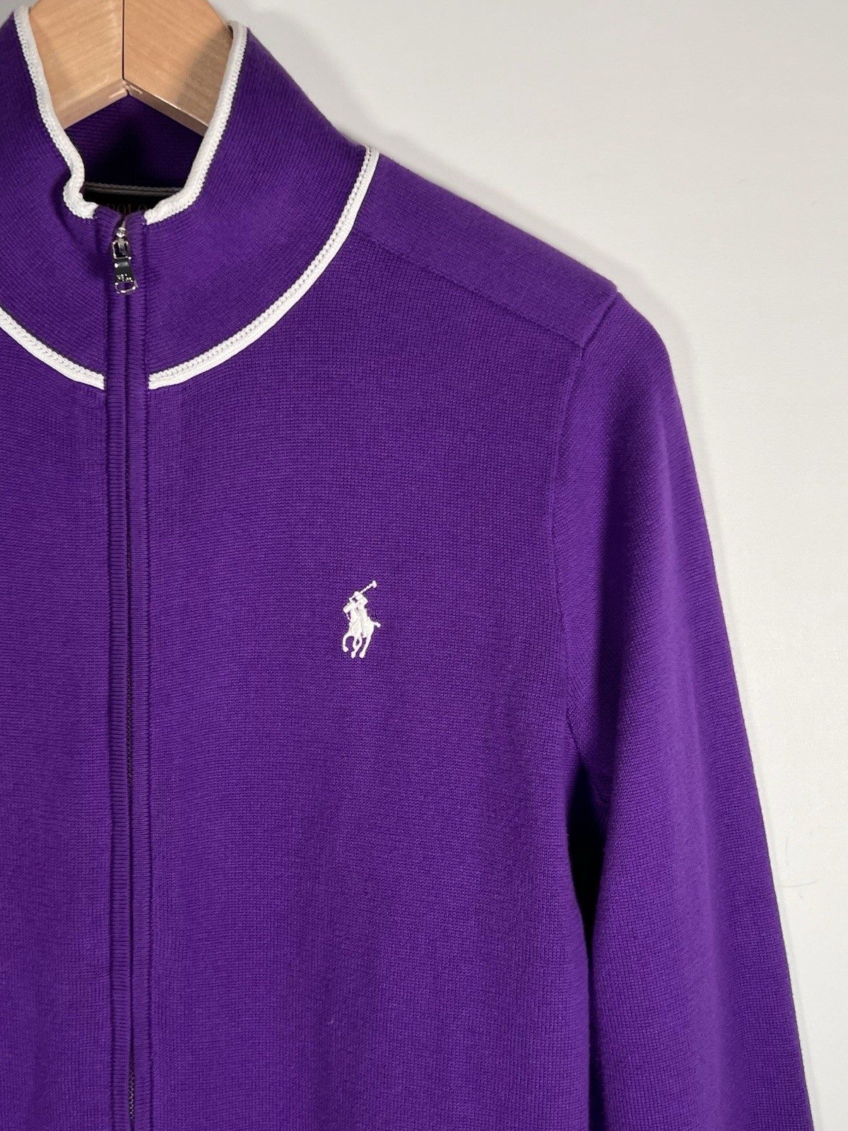PONY Ralph Lauren Polo Golf RLX Mockneck giacca full zip a righe viola golf