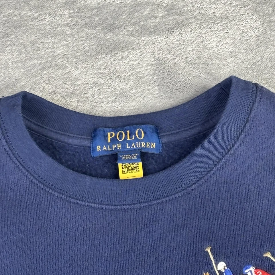 Polo Ralph Lauren Sweatshirt Youth M Navy Crewneck Polo Stampede Players 3 Logo - Image 4 of 4