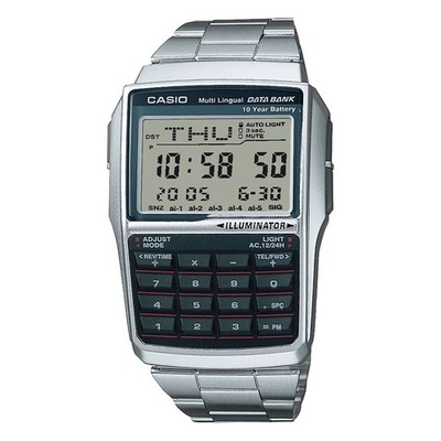 Casio Men's Digital Data Bank Calculator Watch with Silver Dial - DBC-32D-1A