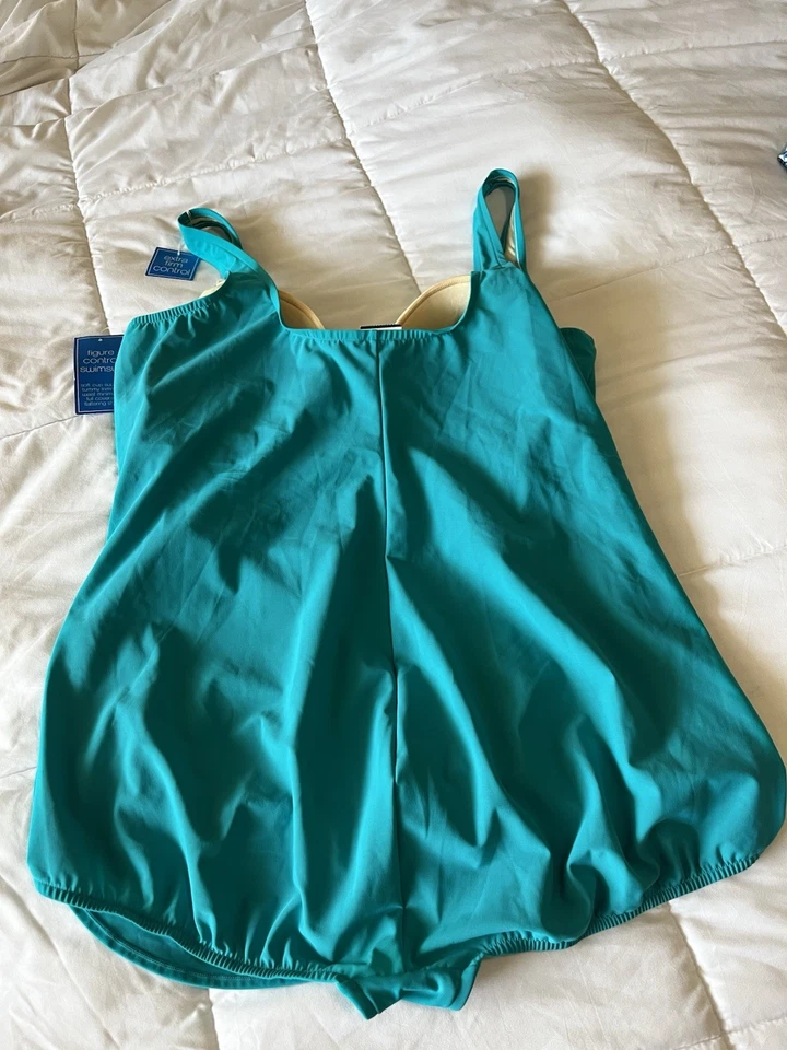 Vestido de baño Suddenly Slim Catalina verde azulado de una pieza para mujer Plus 3X (22W-24W) Foto 2 de 3
