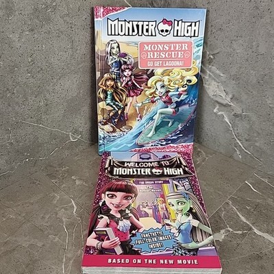 2 Monster High Books Monster Rescue: Go Get Lagoona! HC The Origin Story PB EUC