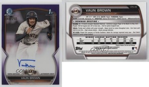 2023 Bowman Chrome Prospect Auto Purple Refractor /250 Vaun Brown #CPA-VB Auto