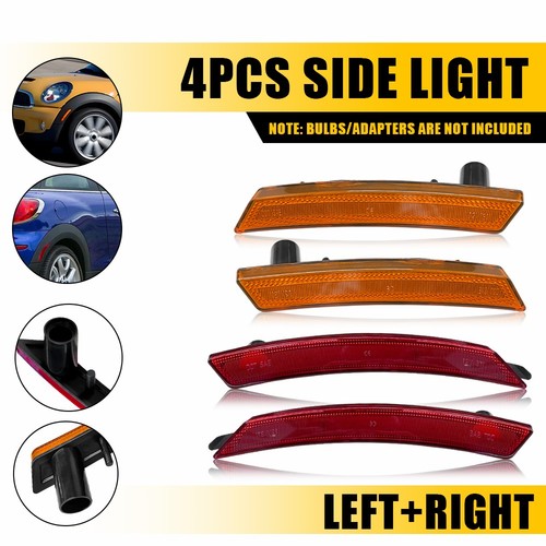 4X Side Marker Light Housing Front Amber Rear Red For Mini R55 R56 R57 R60 R61 E - Picture 21 of 21