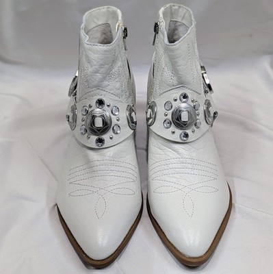 Carlos by Carlos Santana Marlene Leather Western Boots White Size 7.5 M NIB