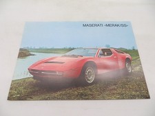 1970's MASERATI MERAK/SS Vintage Dealer Sales Brochure Data Spec Sheet