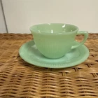 Fire King Jane Ray Jadeite Green Cup And Saucer By Anchor Hocking