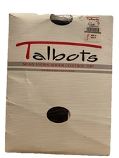 Talbots Size A Navy Silky Lycra Sheer Control Top Sandalfoot Pantyhose