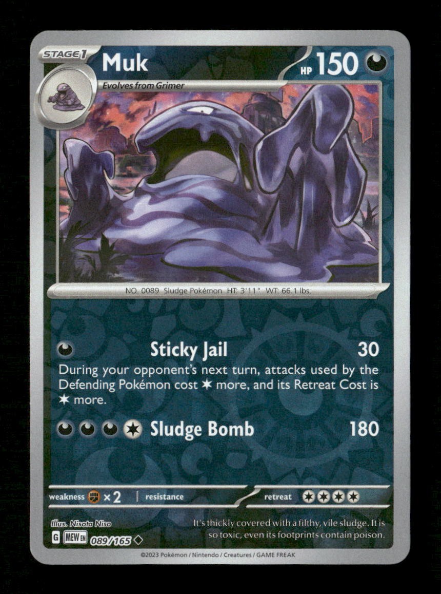 Muk Reverse Holo Uncommon SV: Scarlet & Violet 151 089/165 NM Pokemon NM