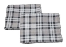 Set Of 2 Black Blue Grey Plaid Flannel Pillowcases 20 X 30 Standard/queen
