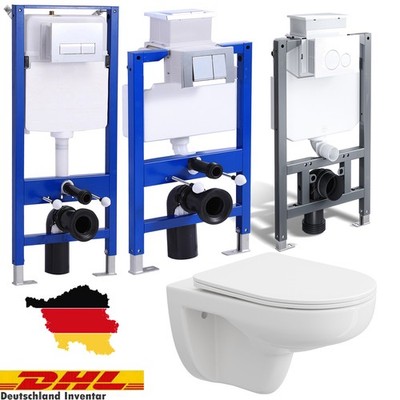HOROW Vorwandelement+Wand WC+Bedienplatte Knopf Komplettset Unterputz Toilette