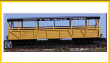 Westmodel Brass KIT 30094 DRGW Open Passenger Car Yellow Nn3, f/ Z-scale track
