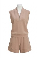 Varley Loretta Half-Zip Sleeveless Sweatshirt Light Taupe