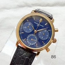 Frederique Constant Chronograph Men Watch Blue Dial Gold Round Edition from JP