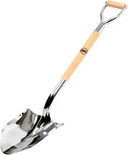 Professional Polished Chrome Ceremonial Shovel with Wood D-Handle