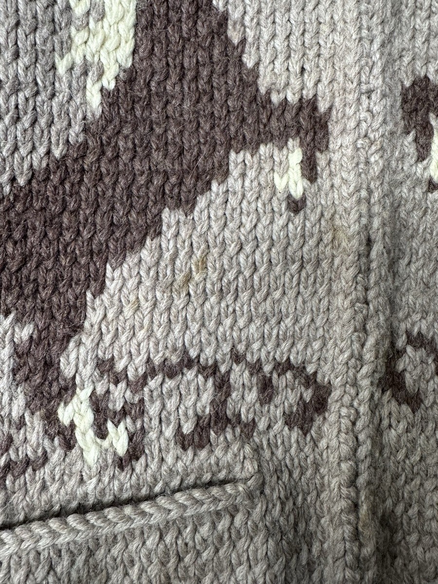 Vintage 1960s Handmade Cowichan Knit Horses Zippered Sweater See