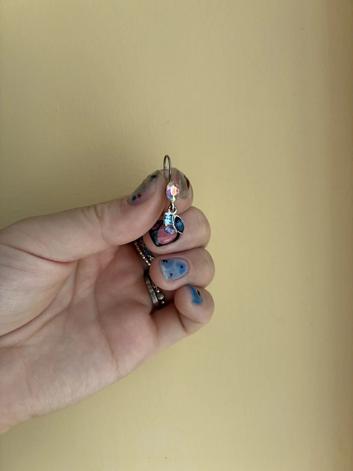 Silver Multi-Color Gemstone Dangle Earrings - Image 2 of 4