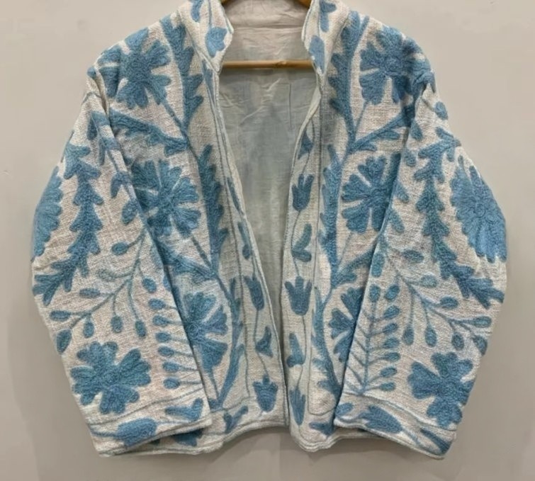 TNT Velvet Suzani Hand Embroidered Jacket~Embroidered Greek Jacket For Her Gift