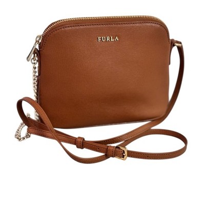 Furla Small Leather Lilli Cognac Crossbody Bag NWOT