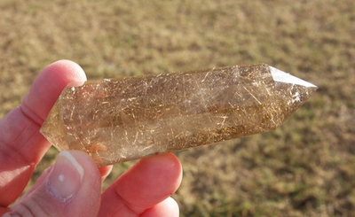 #ad SMOKY CITRINE Rutile Quartz Crystal Point VOGEL Style DT Rutilated Wand A113 $225.00