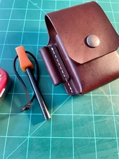 Leather Belt Pouch For Altoids Tin With Ferro Rod, Hand Crafted