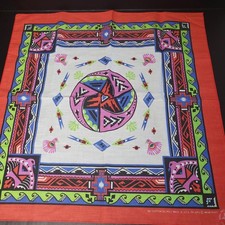 Vintage Wamcraft Made in USA Southwestern Native Indian Bandana Handkerchief 21"