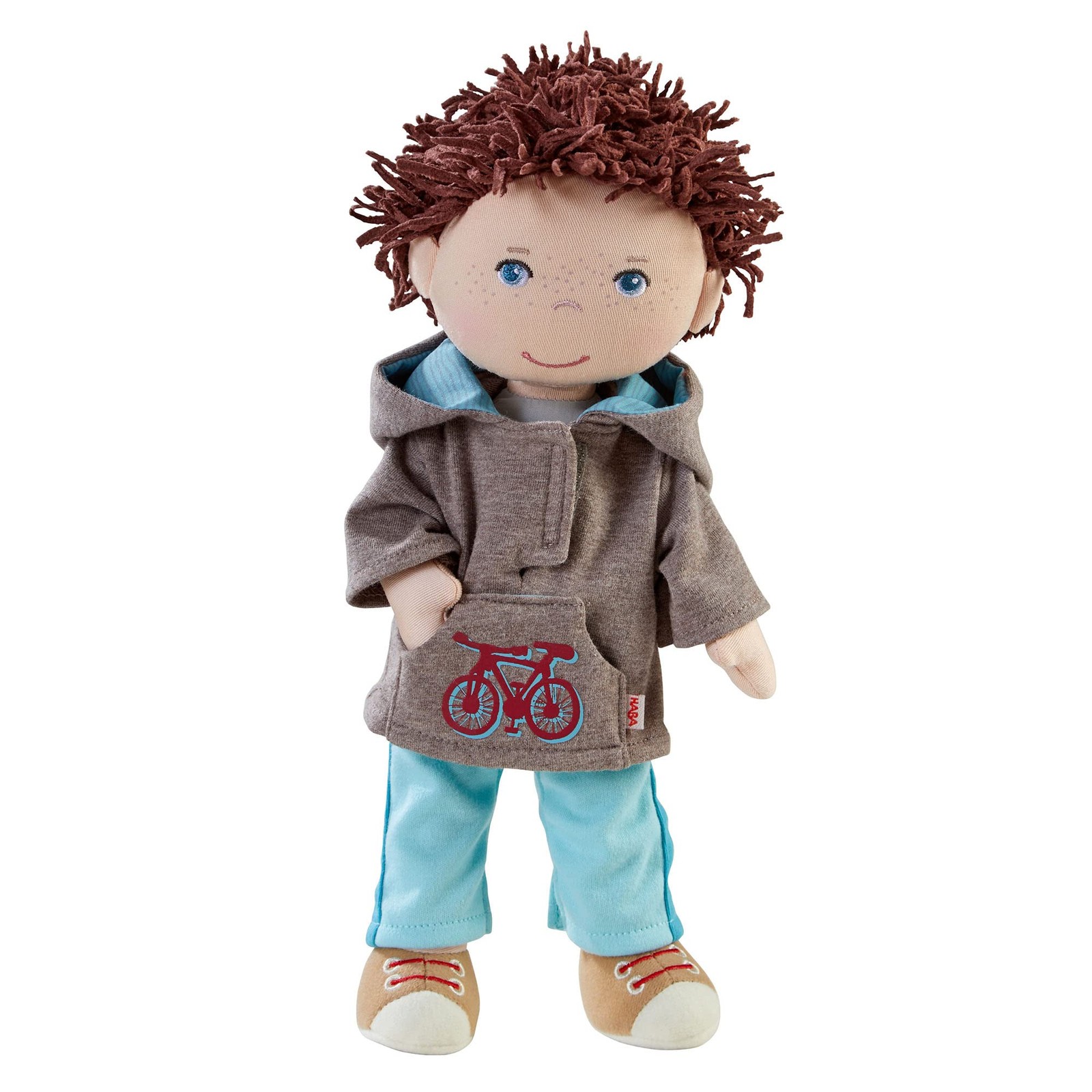 HABA Lian 12" Soft Doll - Baby Boy Doll with Brown Hair and 