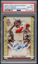 Bryce Harper 2025 Topps Transcendent Icons Chrome Auto Superfractor 1/1 PSA 10
