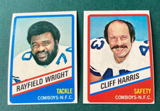 1976 FOOTBALL CARD LOT  OF 2 WONDER BREAD DALLAS COWBOYS RAYFIELD WRIGHT, HARRIS