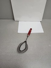 Vtg Wire Coil Whisk Mixer Egg Beater Red Painted Wood Handle Primitive Country